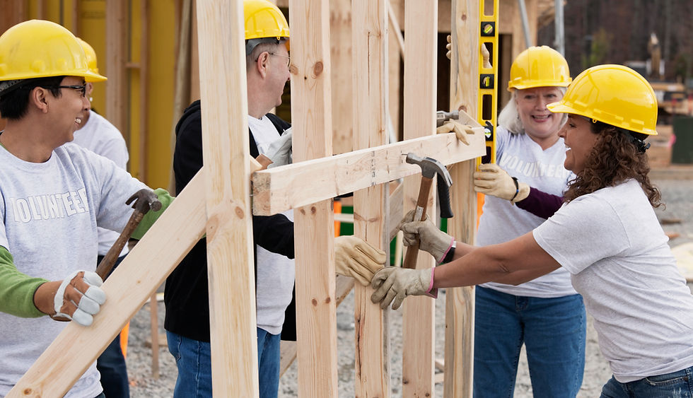 Volunteers on Construction Site
